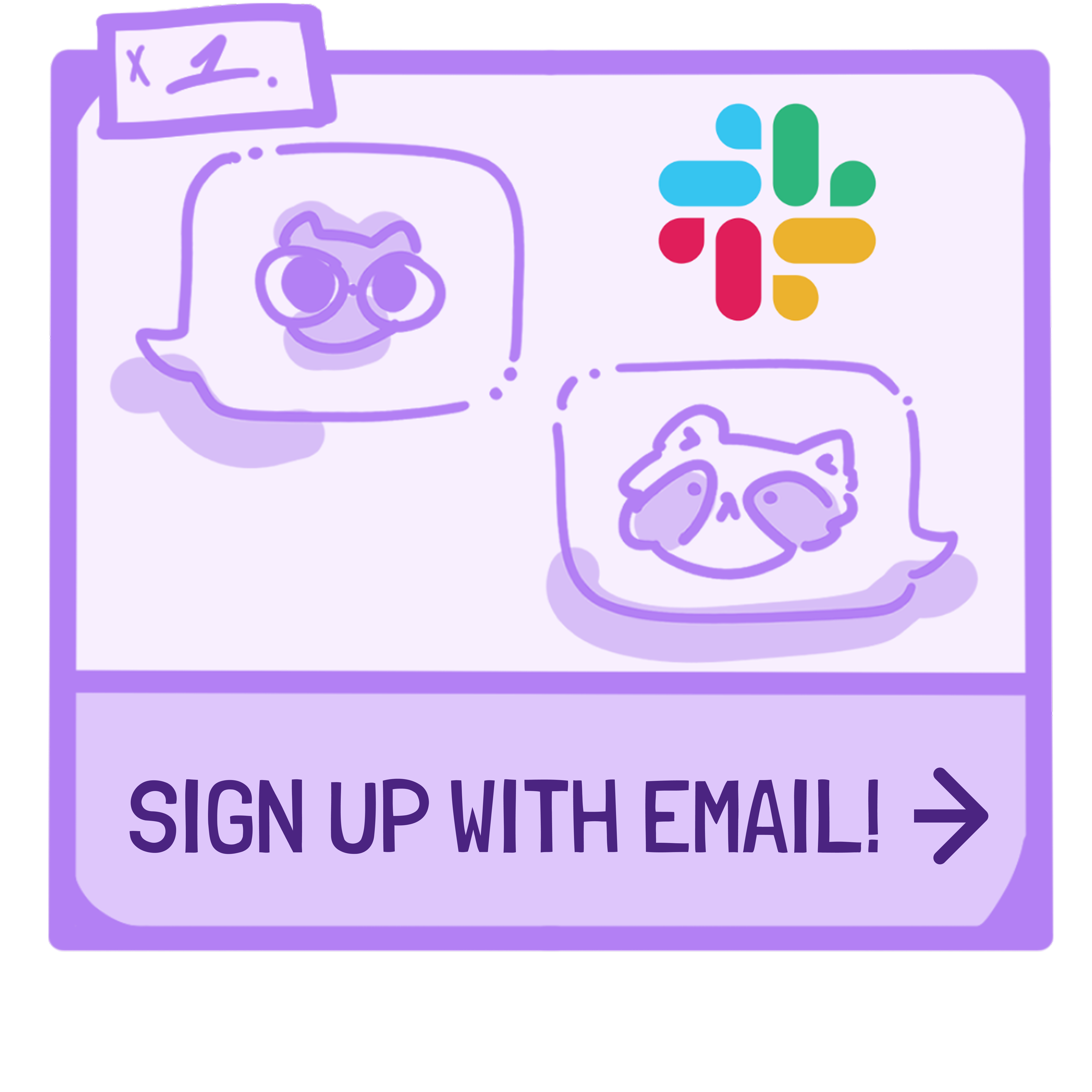 Raccoons talking about joining Hack Club Slack